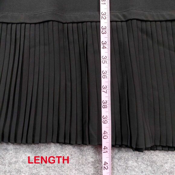 Michael Kors Women’s 2X Black Pleated Hem Shift Dress Short Sleeve Stretch Knit - Picture 5 of 9